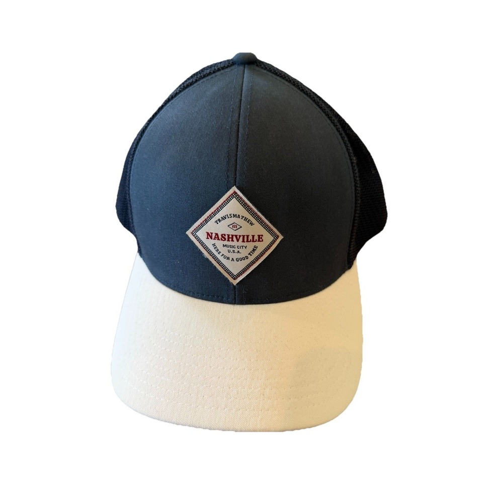 Travis Mathew Nashville Snapback Hat Golf Cap Navy Blue FlexFit Mesh